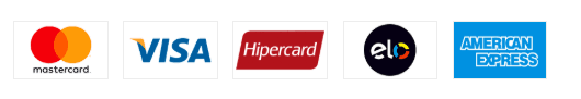 Cartões Mastercard, Visa, Hipercard, Elo e American Express
