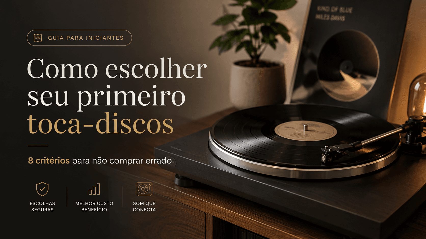 Toca-discos regulável com caixas de som e discos em uma sala de audição